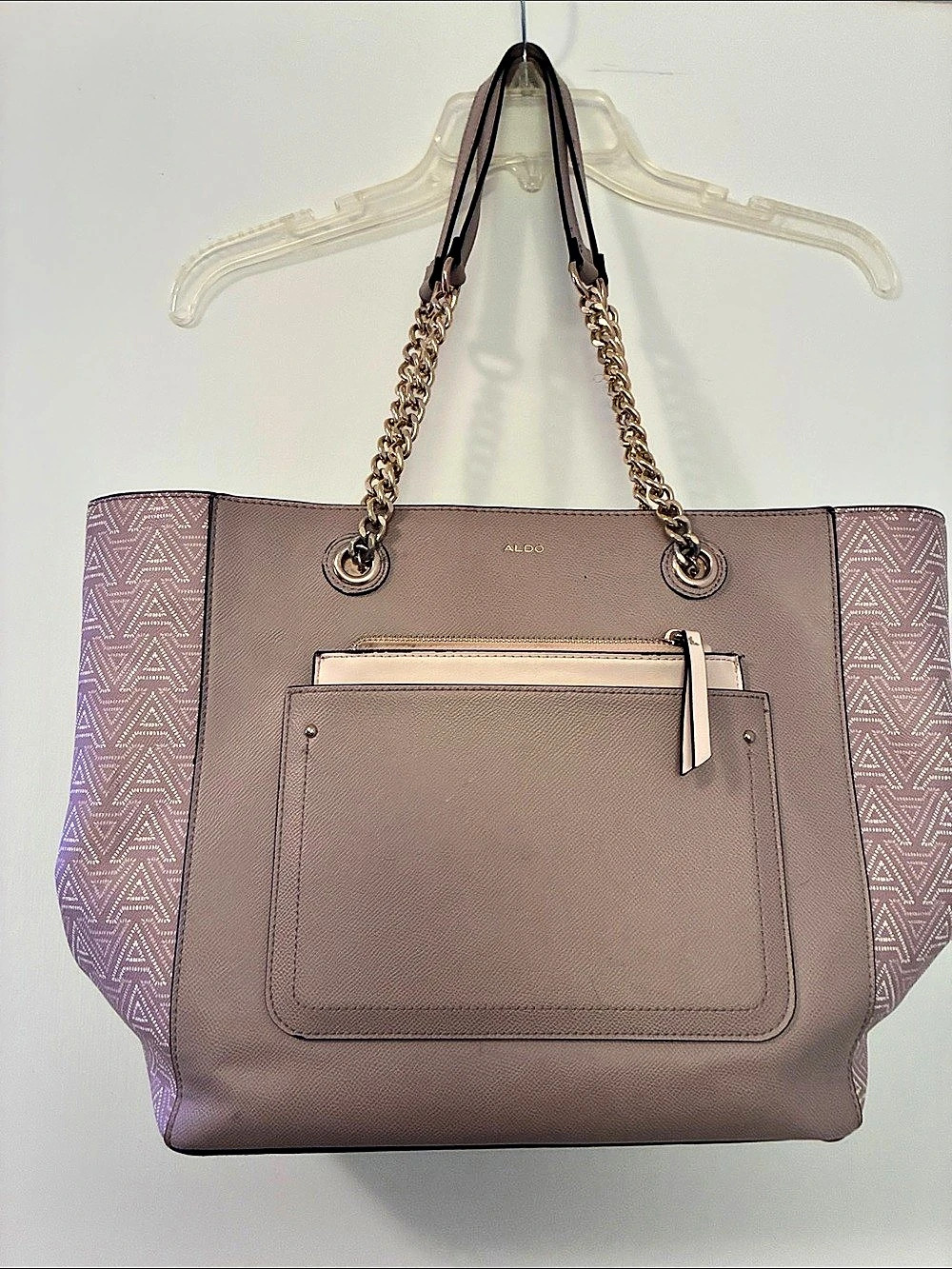 ALDO Geometric Chain Tote in Pink & Purple